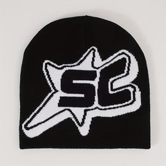 Candy Hip Hop Beanie Letter Jacquard Unisex Knit Hat Elastic Warm Skull Cap