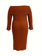 Off Shoulder Ribbed Bodycon Dress