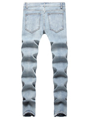 Men's Slim Fit Ripped Jeans Distressed Denim Pants