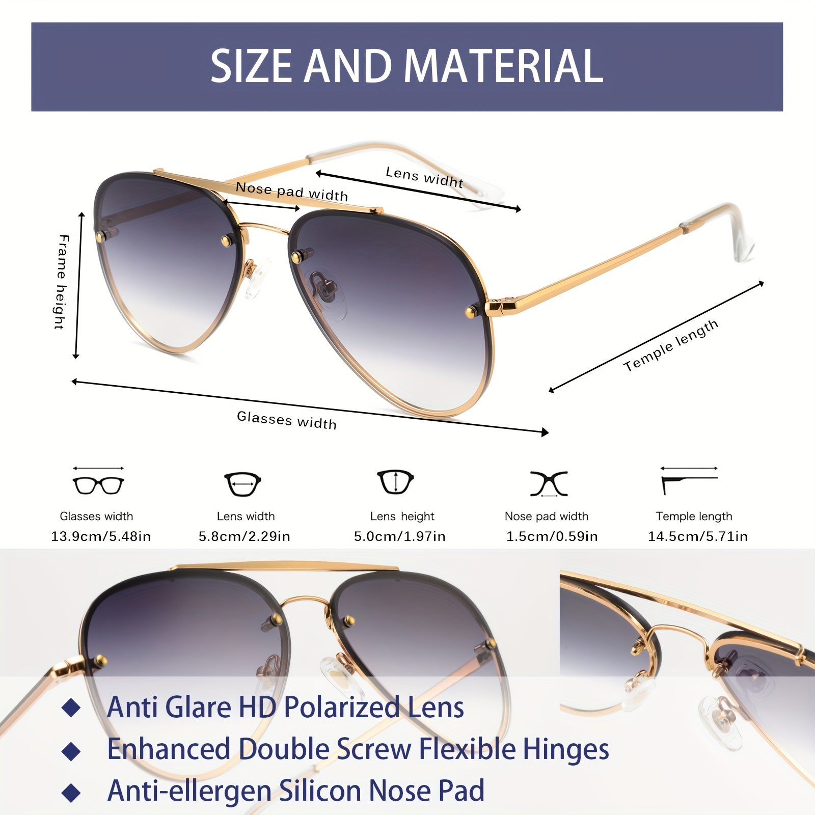 Men's Polarized Aviator Sunglasses UV400 Eye Protection with Glasses Bag