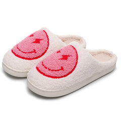 Women's Smile Face Slippers Warm Indoor Fuzzy Shoes Cozy Bedroom Plush Slippers