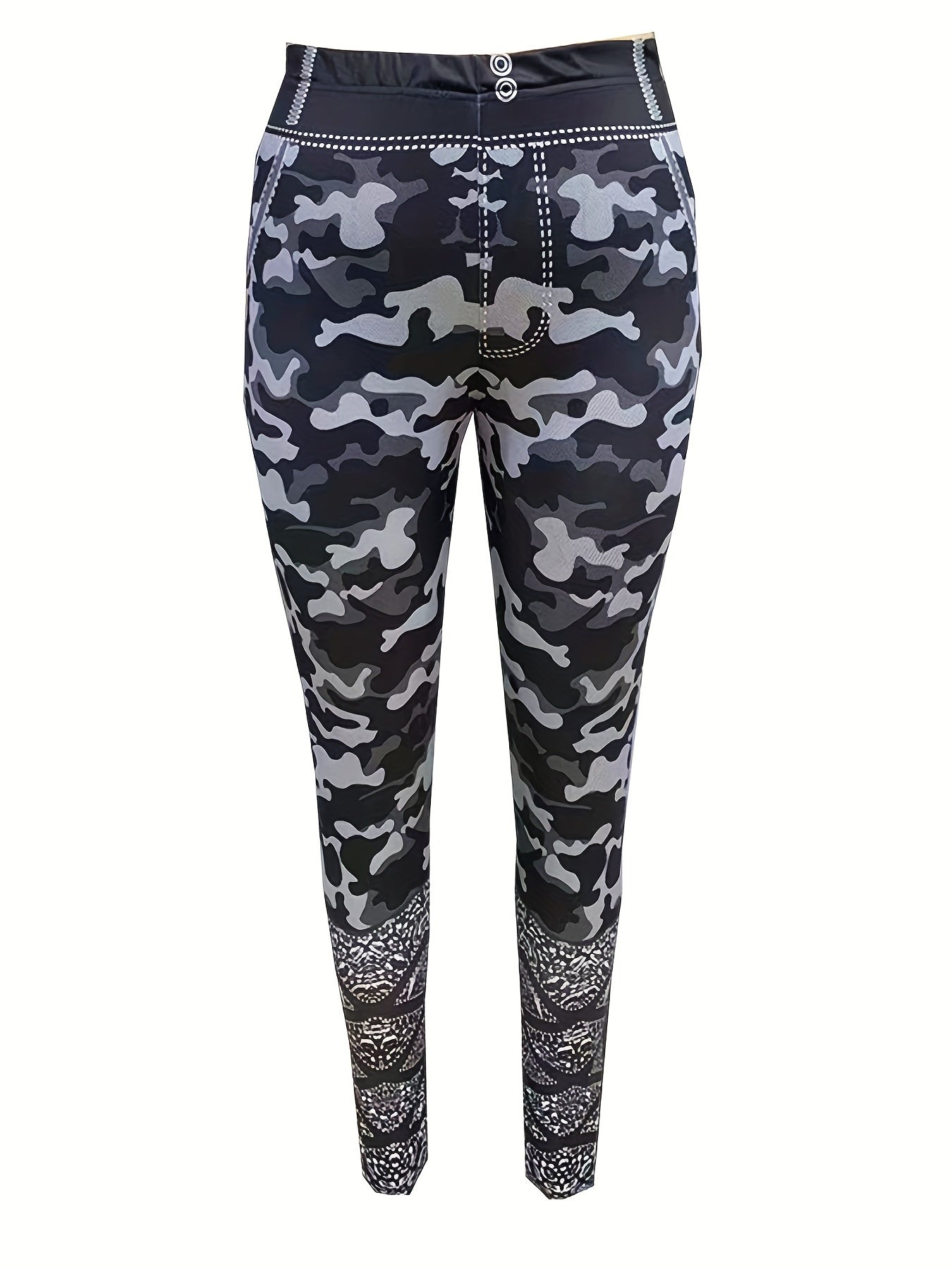 Camouflage Print Skinny Leggings High Waist Stretchy Leggings