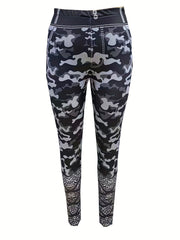 Camouflage Print Skinny Leggings High Waist Stretchy Leggings