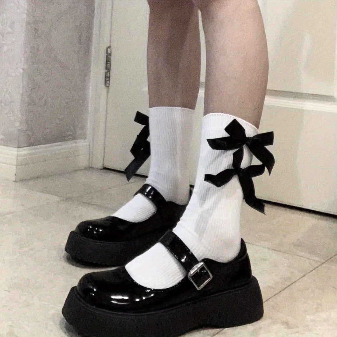 Girls Bowknot Stockings Crew Socks