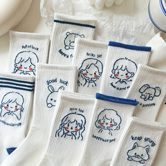 10 Pairs Cartoon Pattern Socks for Women