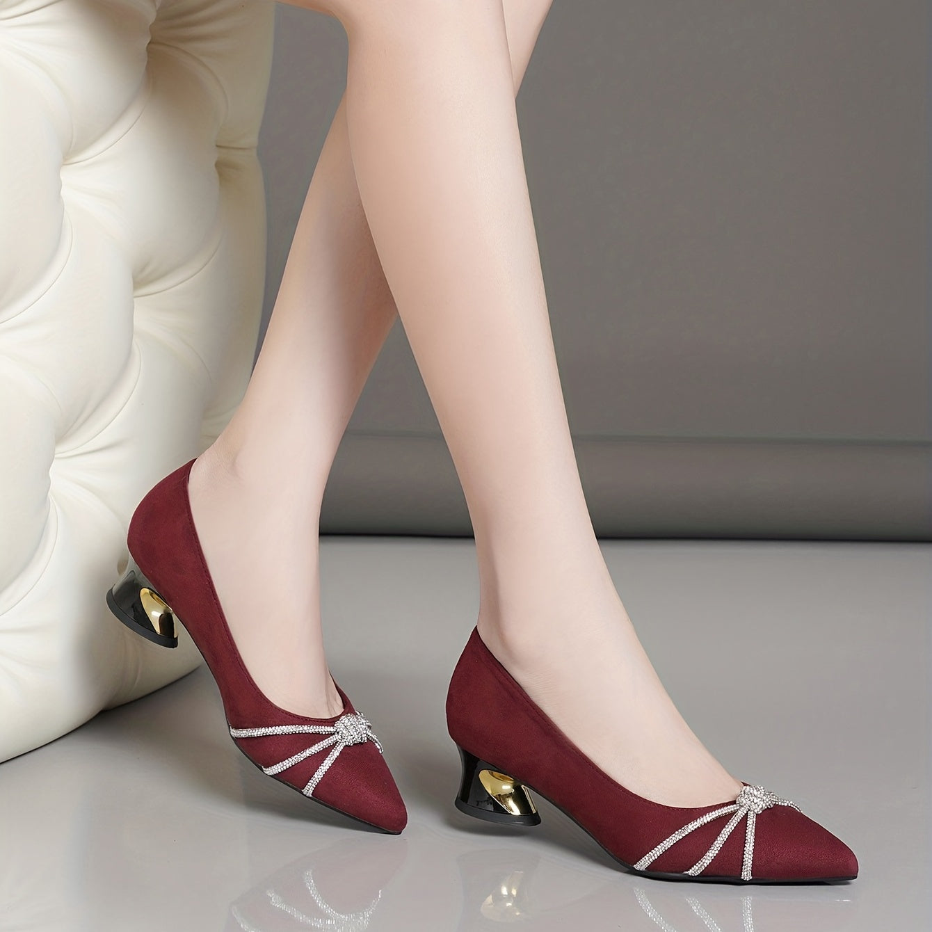 Women's Chunky Heel Pumps Pointed Toe Stylish Shoes