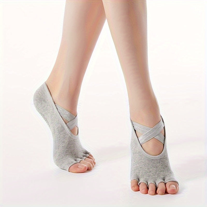 Cross Strap Five Finger Split Non slip Socks for Fitness Sports