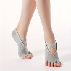 Cross Strap Five Finger Split Non slip Socks for Fitness Sports