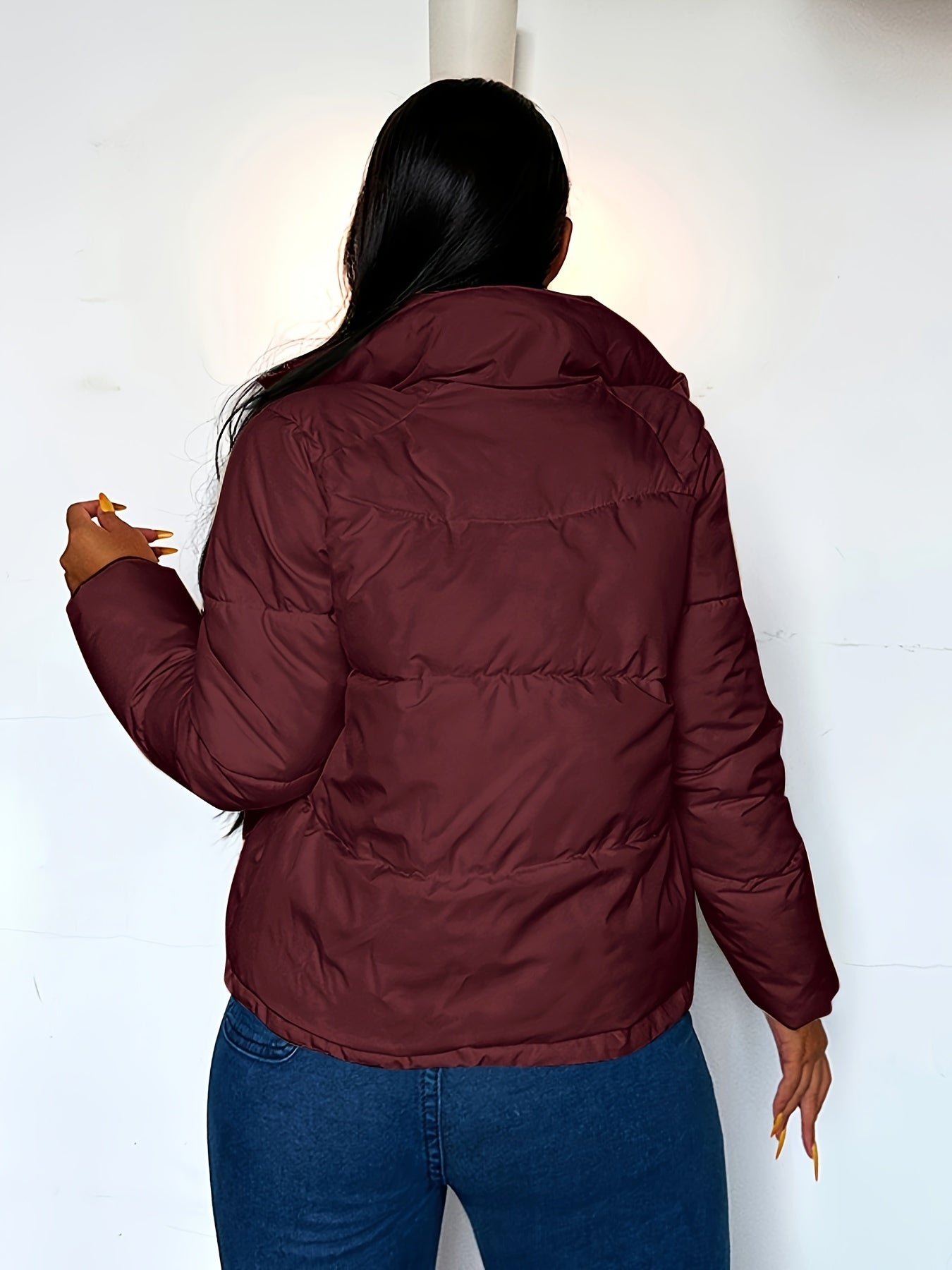 Warm Puffer Jacket Stand Collar Women's Clothing