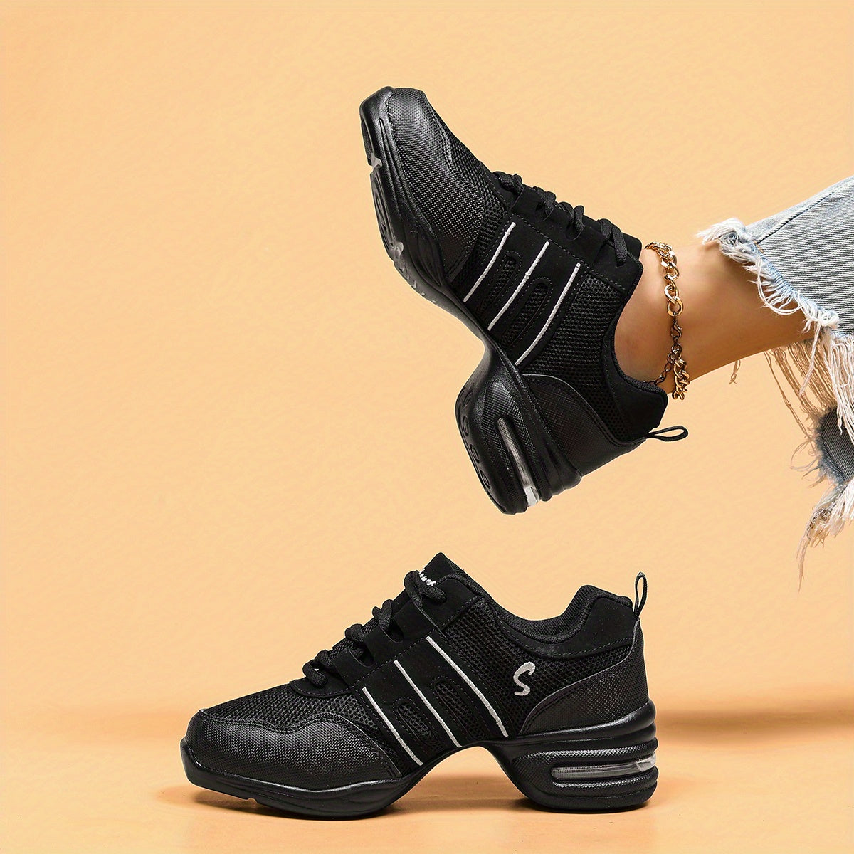 Women's Mesh Dance Sneakers with Arch Support