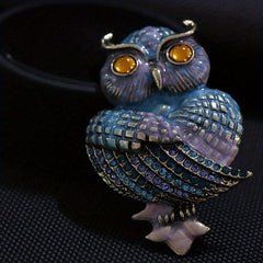 Enamel Owl Clip Vintage Men's Clothing Accessory