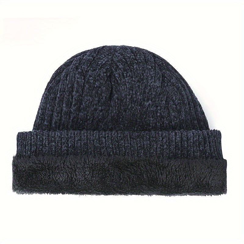 Winter Velvet Beanie Hat Knitted Hat Outdoor Cycling Coldproof Beanie Hat