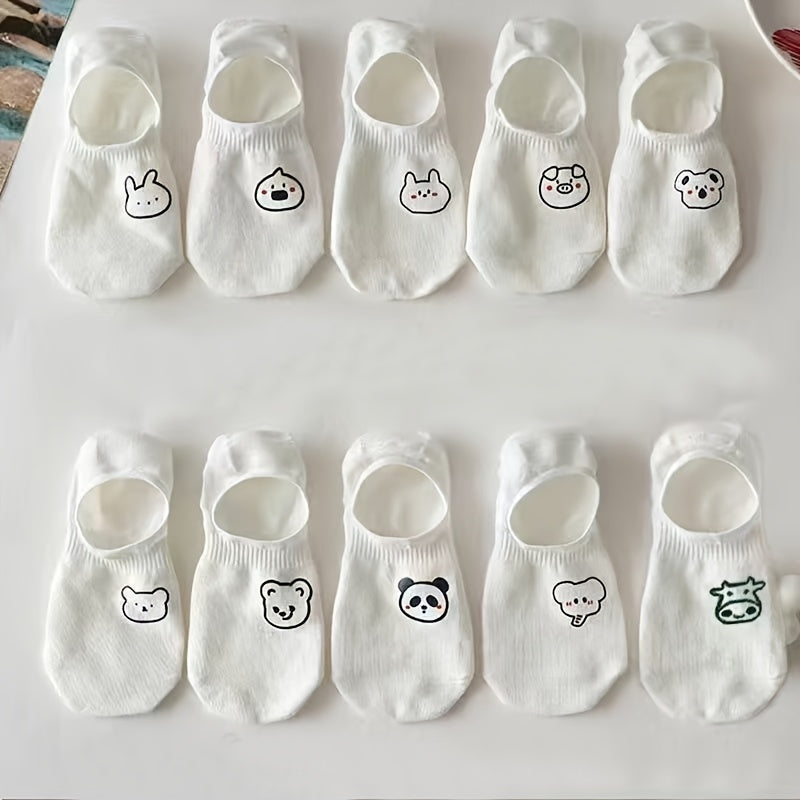 10 Pairs Cartoon Print Short Socks Low Cut Ankle Women's Stockings