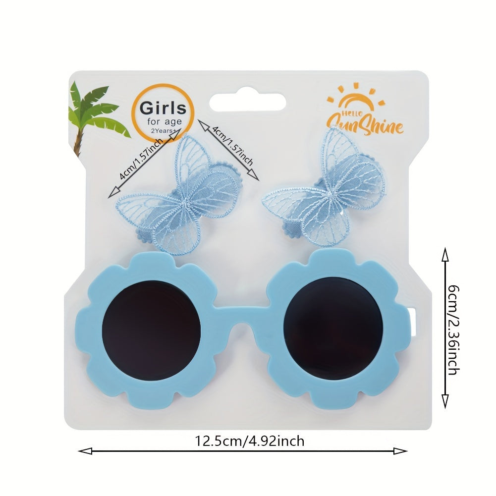 Kids Sunglasses & Butterfly Hair Clip Set