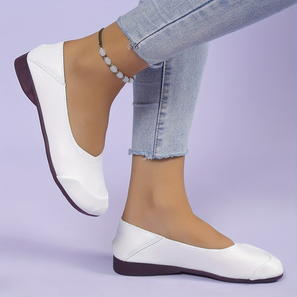Women's Slip On Flat Shoes Solid Low Non Slip Ballet Shoes