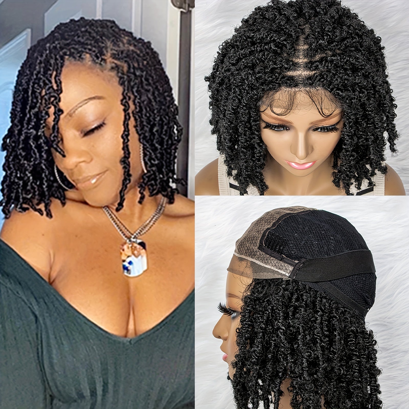 Short Bob Twist Braided Wig with Double Lace Front and Baby Hair