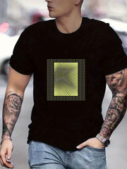 Optical Illusion Men's Graphic Crew Neck Active T shirt