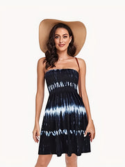 Tie Dye Off Shoulder Dress Sexy Midi Dress