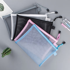 10pcs Large A4 Mesh Zipper Pouch File Bags for Classroom Organization