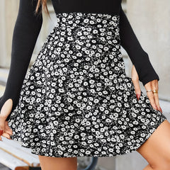 Floral Print Mini Skirt High Waist Casual Skirt