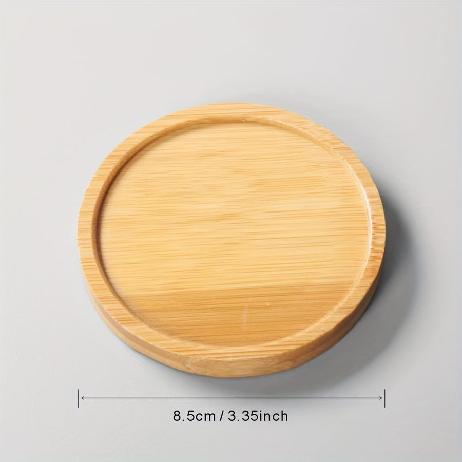 Bamboo Coaster Set for Drinks, Natural Wood Drink Coasters with Holder