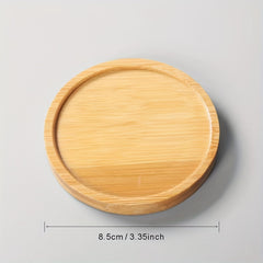 Bamboo Coaster Set for Drinks, Natural Wood Drink Coasters with Holder