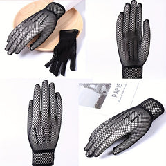 Mesh Hollow Gloves Lace Solid Punk Dress Gloves For Women