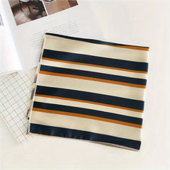 Satin Striped Small Bandana Block Square Scarf Women Hair