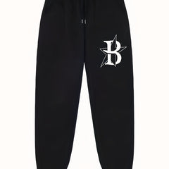 Letter Print Star Pattern Joggers Men's Casual Loose Fit Pants