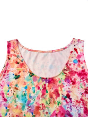 Women's Splash Print V Neck Tank Top
