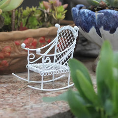 Mini Metal Rocking Chair for Dollhouse - Home Decor & Holiday - Age 14+