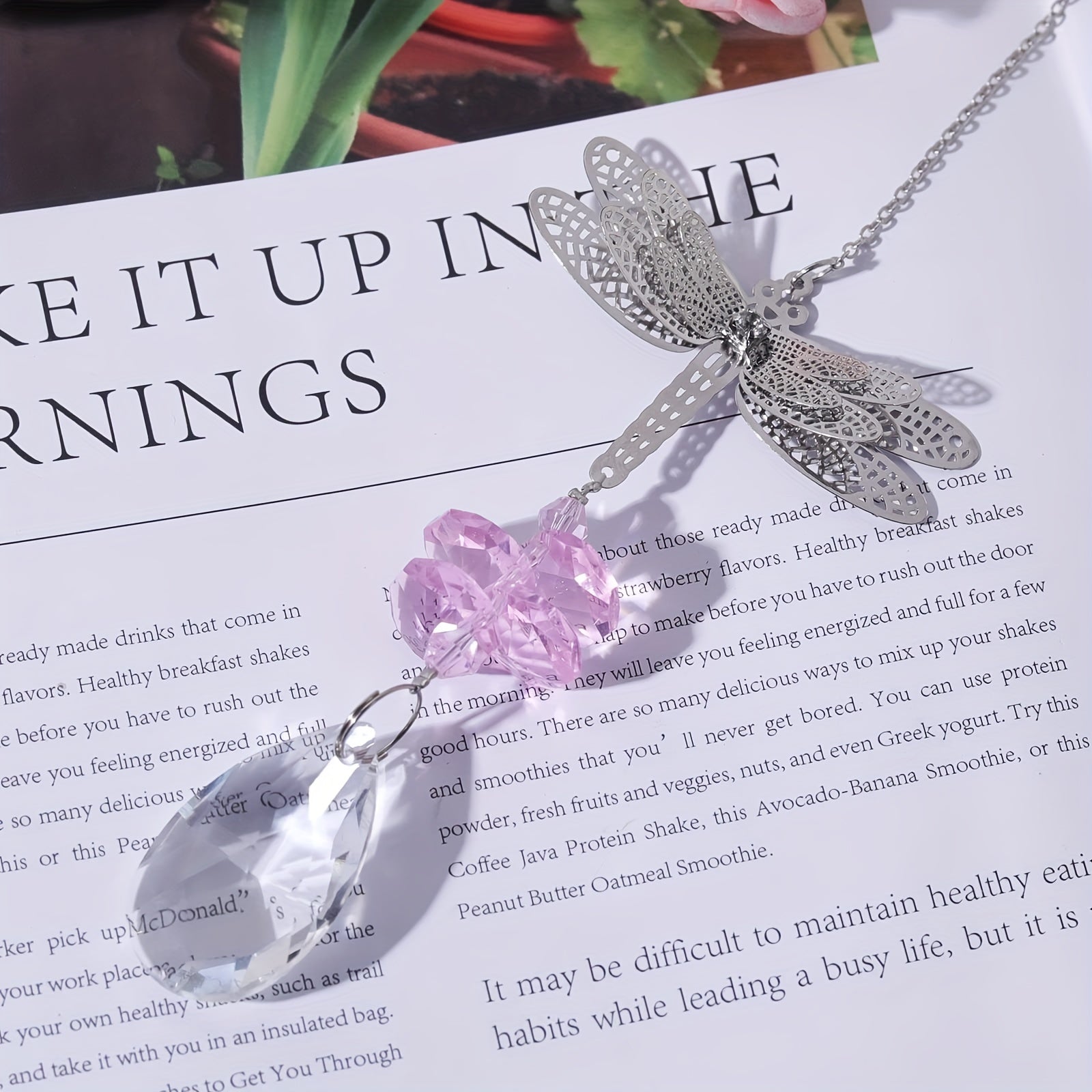 Dragonfly Crystal Pendant Colorful Hanging Ornament