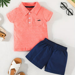 2pcs Baby Boys Polo Shirt & Shorts Set