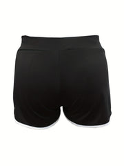 Sports Shorts Women's Plus Contrast Trim High Waist
