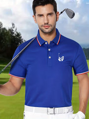 Men's Casual Stretch Lapel Polo Shirt Short Sleeve Button Up