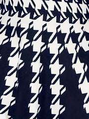 Houndstooth Print Two-Piece Skirt Set Short Sleeve T-shirt & High Waist Skirt