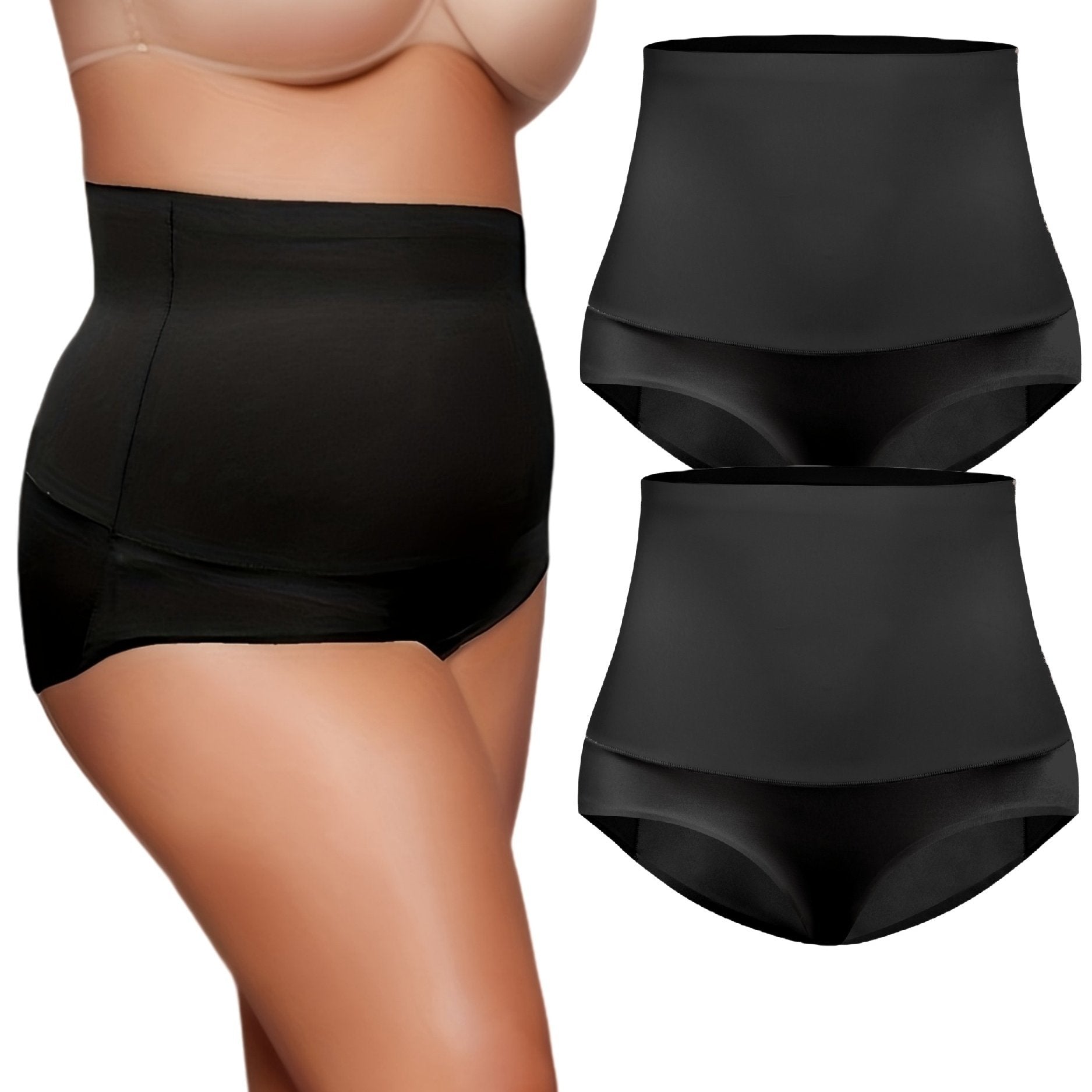 2 Pack Women's High Waist Tummy Control Boxer Briefs Set