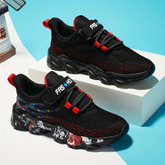 Boy's Woven Knit Breathable Sneakers Non Slip Soft Sole Shoes