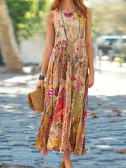 Boho Paisley Floral Print Maxi Dress