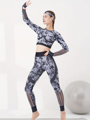 Camouflage Yoga Set Long Sleeve Crop Top & Leggings