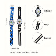 2pcs Football Themed Quartz Watches for Boys - Vibrant Soccer Ball Design