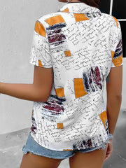 Women's Plus Size Geo & Art Letter Print Short Sleeve Blouse