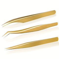 3pcs Stainless Steel Eyelash Extension Tweezers with Portable Case