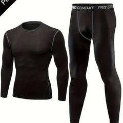 Men's Athletic Tracksuit Skinny Fit Long Sleeve Jersey And Stretch Leggings