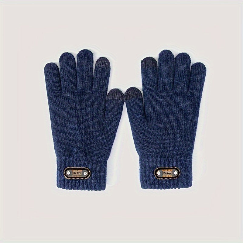 Men's Casual Winter Knitted Gloves Warm Outdoor Sports Cycling Velvet Gloves