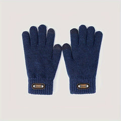 Men's Casual Winter Knitted Gloves Warm Outdoor Sports Cycling Velvet Gloves