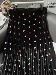 Heart Print Stretch Skirt