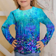 Magic Forest Long Sleeve T shirt 3D Print Tees for Girls