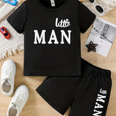 Boys Little Man Casual Outfit Round Neck T shirt & Shorts