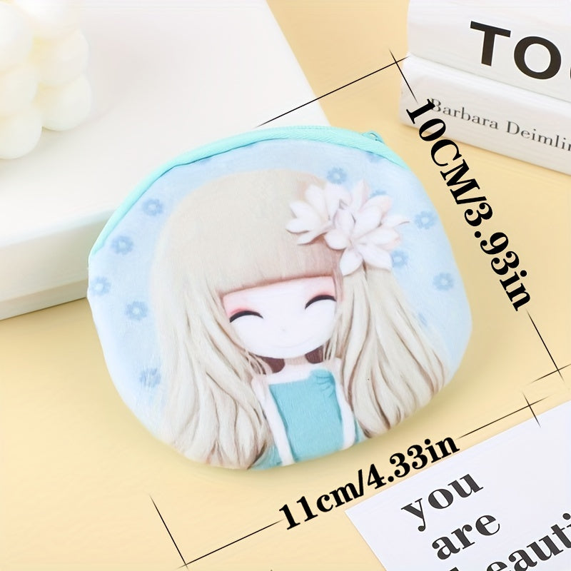 Girls Cartoon Zipper Coin Purse Wallet Storage Bag Plush Key Bag